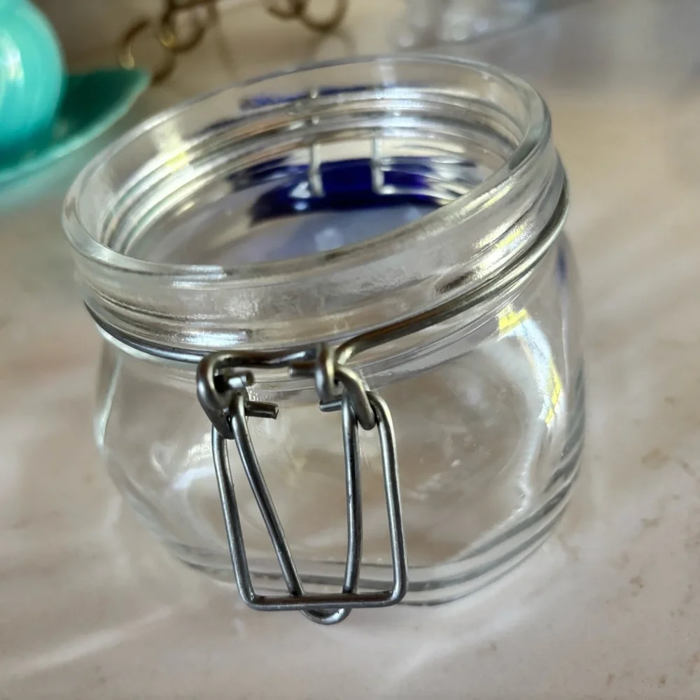 Vintage BORMIOLI ROCCO FIDO Cobalt Blue Glass Lid Jar
